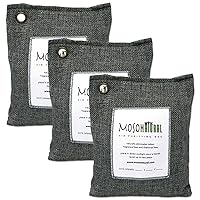 Moso Natural Air Purifying Bag 200g (7.05oz) 3 Pack. A Scent Free Odor Eliminator for Cars, Closets, Bathrooms, Pet Areas. Premium Moso Bamboo Charcoal Odor Absorber. Two Year Lifespan (Charcoal Grey)