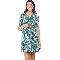 HELLO MIZ Women's Maternity Dress V-Neck Short Sleeve for Baby Shower
