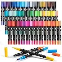 Mogyann Markers for Adult 100 Colors Dual Tip Pens with Fine and Brush Tip for Coloring and Calligraphy Drawing