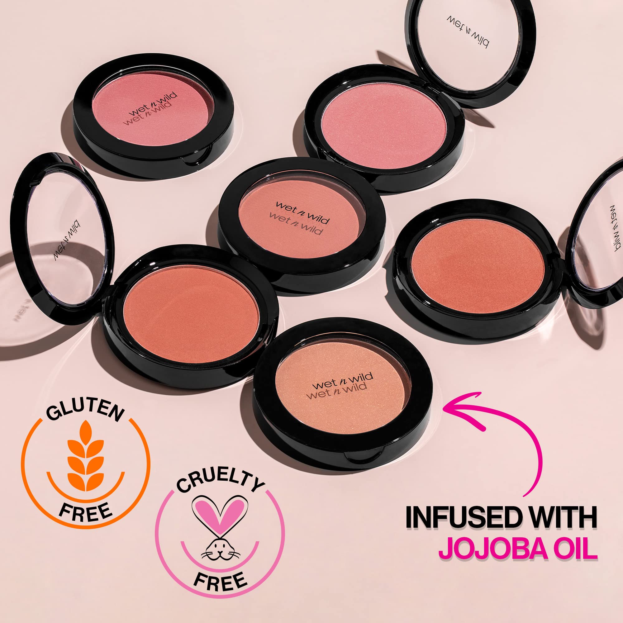 Wet n Wild Color Icon Blush Powder Makeup, Pinch Me Pink | Matte Natural Glow | Moisturizing Jojoba Oil