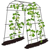 Garden Arch Tunnel Trellis for Climbing Plants Outdoor, 7 ft Tall Metal Walkway Trellis, Arbor Archway for Climbing Vines Vegetables Yard Lawn, Cucumber Trellis for Garden Raise Bed, Black