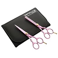 Set of Professional Hair Cutting Shears and Hair Thinning Shears for all Hair Types, Pink, Japanese Hair Scissors + Presentation Case