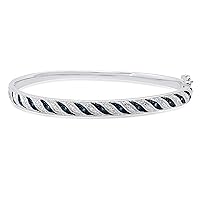 Dazzlingrock Collection 0.10 Carat (ctw) Round Blue & White Diamond Ladies Fashion Bangle Bracelet with Diameter of 7.85 Inch in 925 Sterling Silver