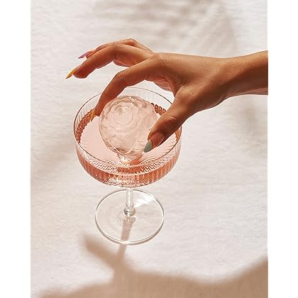 W&P Petal Ice Tray, Perfect Etched Spheres, Slow Melting for Whiskey and Cocktails, Food Grade Premium Silicone, Dishwasher Safe, BPA Free