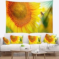 Designart ' Beautiful Sunflowers Blooming' Animal Tapestry Blanket Décor Wall Art for Home and Office x Large: 92 in. x 78 in