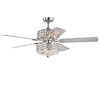 Warehouse of Tiffany CFL-8371REMO/CHD Germane Chrome Dual Lamp 52-inch w Crystal Shades (Includes Remote and Light Kit) Ceiling Fan, Silver