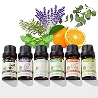 Essential Oil Sets, 6 * 0.33 fl.oz Aromatherapy Oils Gift Set for Diffuser, Car, Candle Making, DIY Soap, Blends Your Own Aroma, Office, Massage