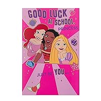 Disney First Day At School Card For Her/Girl With Envelope - Ariel, Moana & Rapunzel Design