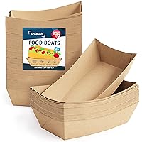 Food Boats (250 Pack) 3LB Brown Paper Food Trays Leakproof & Freezer Safe Cardboard Nacho Trays Disposable for Concession Stand Supplies French Fry Holder & Hot Dog Trays Disposable