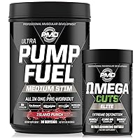Sports Ultra Pump Fuel - Pre Workout - Island Punch (30 Servings) Sports Omega Cuts Elite Thermogenic Fat Burner (90 Softgels)