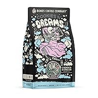 Bones Coffee Company Cookies 'N Dreams Flavored Coffee Beans & Ground Coffee Cookies & Cream Flavor | 12 oz Medium Roast Arabica Low Acid Coffee | Gourmet Coffee (Ground)