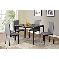 5 Piece Citico Metal Dinette Set with Laminated Faux Marble Top - Gray