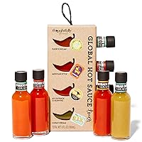 Gourmet, Global Hot Sauce Gift Set, Internationally Inspired Flavors Include Puerto Rican Mango Habanero, Mexican Style Hot Sauce & More, Set of 4