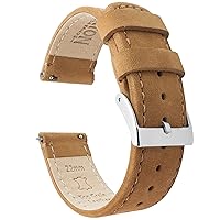 24mm Gingerbread Brown BARTON Quick Release TopGrain Leather Long Watch Band Strap