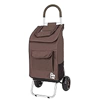 dbest products Trolley Dolly Brown Foldable Shopping cart for Groceries with Wheels and Removable Bag and Rolling Personal Handtruck Standard