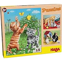Pets Set of 3 Jigsaw Puzzles Featuring Kittens, Puppies and Bunnies