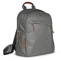 UPPAbaby Changing Backpack/Multiple Storage Compartments/Stroller Strap Attachment/Bottle Insulator and Changing Pad Included/Greyson (Charcoal Mélange/Saddle Leather)