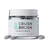Crush & Brush Toothpaste Tablets-Mint Charcoal Glass JAR - 60g ~ 80 Tablets