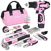 FASTPRO 175-Piece 12V Pink Drill Set, Cordless Lithium-ion Driver and Tool Kit, House Repairing Tool with 12-Inch Storage Bag, For DIY, Home Maintenance.