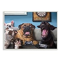 Stupell Industries Funny Dogs Playing Video Games Livingroom Pet Portrait, Designed by Lucia Heffernan Wall Plaque, Blue