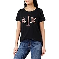 A｜X ARMANI EXCHANGE Women's Boyfriend Fit Super Imposed Corp Logo T-Shirt