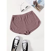 Women's Shorts Knit Solid Track Shorts (Color : Dusty Pink, Size : X-Small)