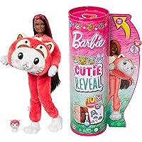 Barbie Cutie Reveal Doll & Accessories with Animal Plush Costume & 10 Surprises Including Color Change, Kitten as Red Panda in Costume-Themed Series