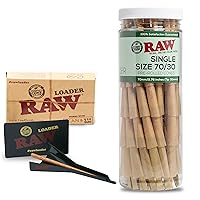 RAW Cones Single Size 100 Pack of 70/30 & Cone Loader Bundle