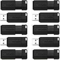 Verbatim 32GB PinStripe Retractable USB 2.0 Flash Thumb Drive with Microban Antimicrobial Product Protection – Business 10pk – Black