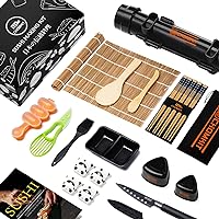 Sushi Making Kit for Beginners, 25 in 1 Sushi Bazooka Kit with Sushi Mat, Sushi Mold, Sushi Knife, Chopsticks with Guide Book, Deluxe Edition DIY Sushi Machine for Kids