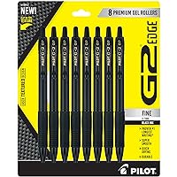 G2 Edge Premium Gel Roller Pens, Fine Point 0.7 mm, Black, Pack of 8
