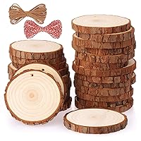 Fuyit Natural Wood Slices 25 Pcs 3.1-3.5 Inches Craft Wood Kit Unfinished Predrilled with Hole Wooden Circles Tree Slices for Arts and Crafts Christmas Ornaments DIY Crafts