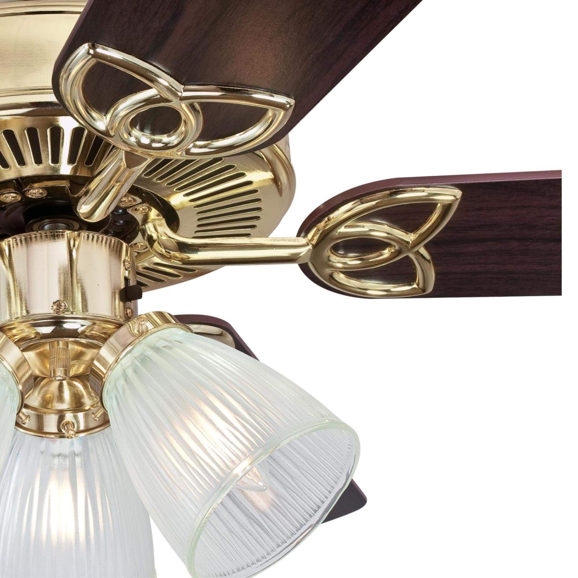 Westinghouse Lighting 7233800 Vintage Indoor Ceiling Fan with Light, 52 Inch, Polished Brass