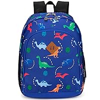 Toddler Backpack Boys, 15 Inch Kids Backpack for Preschool or Kindergarten, Dinosaur Blue