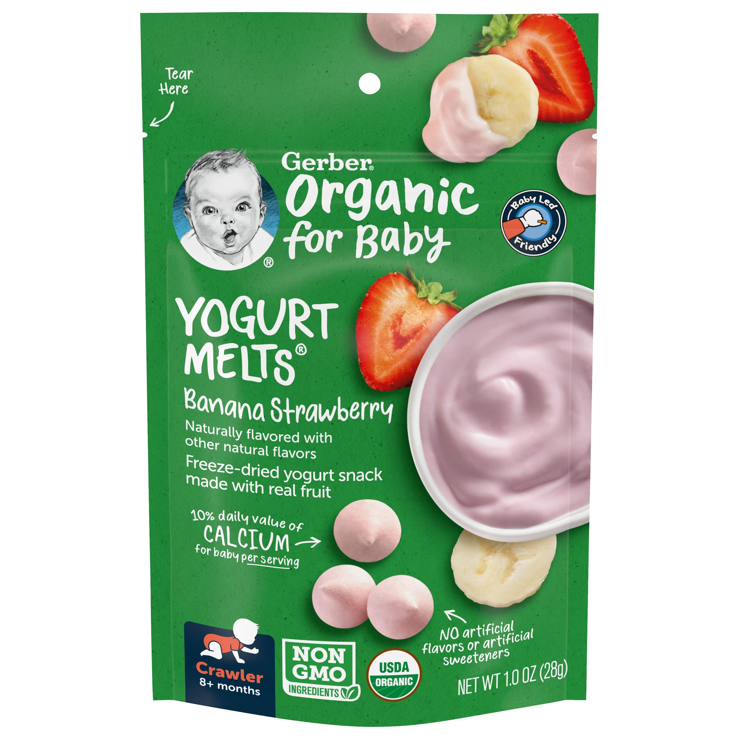 Gerber Baby Snacks Organic Yogurt Melts, Banana & Strawberry, 1 Ounce