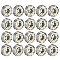 uxcell 627ZZ Ball Bearing 7mm x 22mm x 7mm Double Shielded 627-2Z 80027 Deep Groove Bearings, Carbon Steel (Pack of 20)