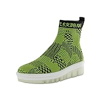 FitFlop Womens Swatchbook Sock Boot Shoes, Lime Green/Black, US 7