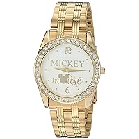 Disney Mickey Mouse Adult Round Glitz Analog Quartz Bracelet Watch