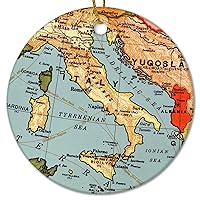 Map Italy Christmas Ceramic Ornaments Travel Lover Christmas Hanging Ornaments Vintage Map Vintage Christmas Memrable Ornament Gift for Xmas Party Decorations 3 Inch