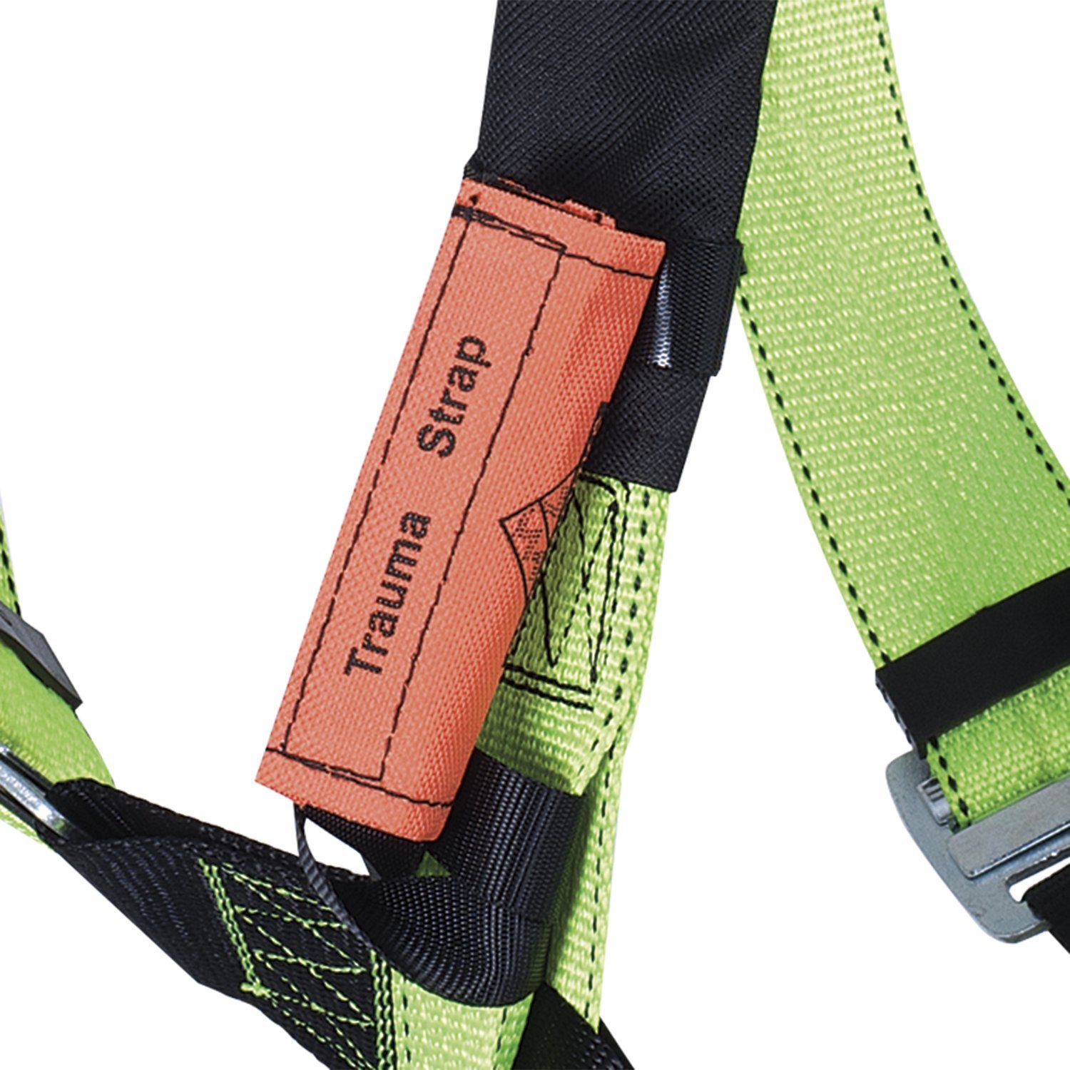 Peakworks Fall Protection Full Body Padded Safety Harness with Back Support, 5-Point Adjustment, Fall Indicator, Back D-Ring, Stab Lock Buckles, Hi Vis Green/Black, Universal Fit, V8006100, 3.5 lbs