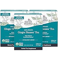 Earth Mama Organic Ginger Nausea™ Tea | Comforts Occasional Nausea + Morning Sickness, 16 Teabags Per Box (3-Pack)