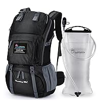MOUNTAINTOP 40L Hiking Backpack with 3L Hydration Bladder for Women & Men Outdoor Travel Camping Day Pack with Rain Cover, 21.7 x 13 x 7.9 in,Black