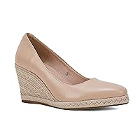 Ruanyu Women's Platform Espadrilles Wedge Sandals Slip On Solid Color Closed Pointed Toe Comfortable Wedge Pumps Shoes