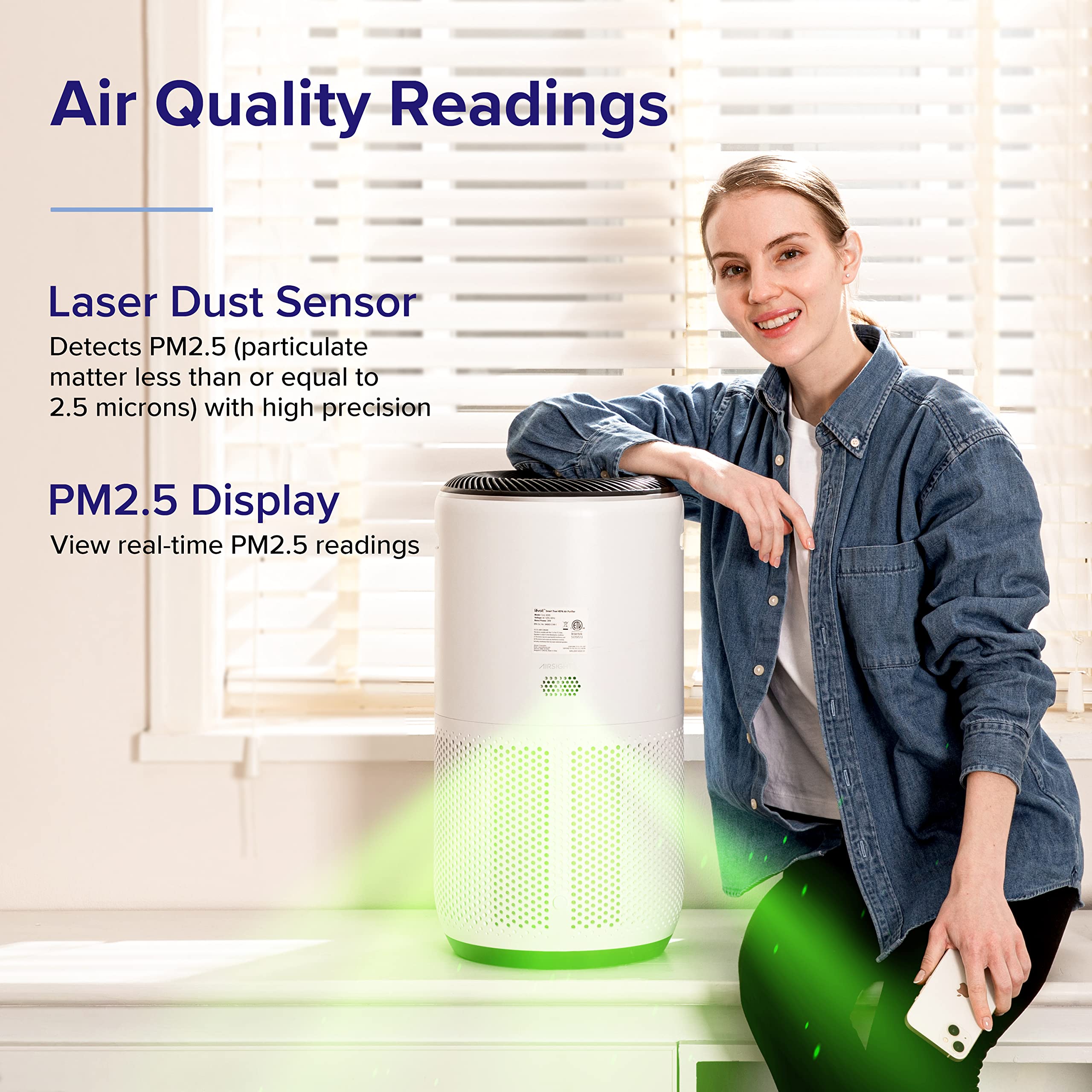 LEVOIT Air Purifiers for Home Large Room Up to 1980 Ft² in 1 Hr With Air Quality Monitor, Smart WiFi and Auto Mode, HEPA Filter Captures Pet Allergies, Smoke, Dust, Pollen, Core 400S, White