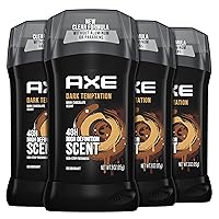 AXE Deodorant Stick for Men For Long Lasting Odor Protection, Dark Temptation Smooth Dark Chocolate Scent Men's Deo, Formulated Without Aluminum 3oz 4 Count