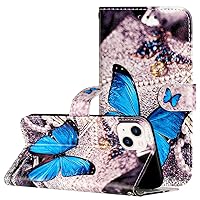 IVY [Blue Butterfly[Kickstand Flip][Cards Slot][Cash Pockets][PU Leatehr] - Wallet Case for iPhone 14 Pro Devices