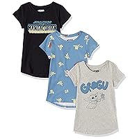 Amazon Essentials Disney | Marvel | Star Wars | Frozen | Princess Girls and Toddlers' Short-Sleeve Tunic T-Shirts, Pack of 3