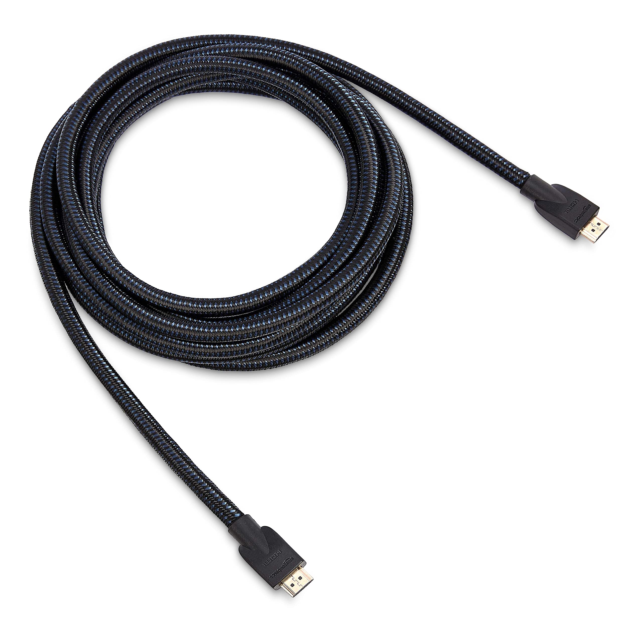 Amazon Basics High-Speed HDMI Cable (18Gbps, 4K/60Hz) - 15 Feet, Nylon-Braided for Television