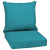 Arden Selections Outdoor Deep Seat Set, 24 x 24, Water Repellent, Fade Resistant, Deep Seat Bottom and Back Cushion 24 x 24, Lake Blue Leala