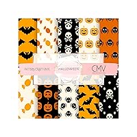 Permanent Adhesive Halloween Pattern Vinyl Indoor Outdoor Works w All Craft Cutters 12in x 12in Sheet Bundle (Mix & Match, 2)